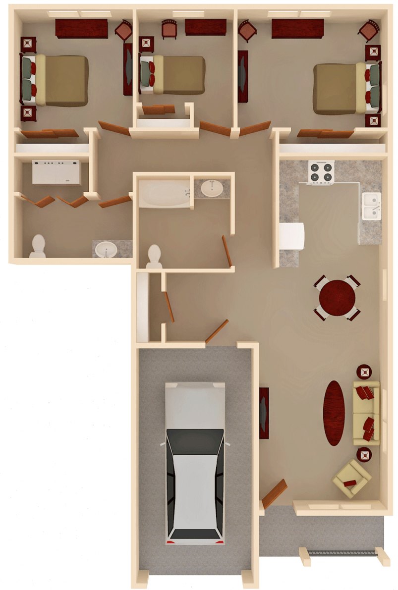 3-Bedroom Single Level Townhome Floor Plan 3-Bedroom Single Level Townhome Floor Plan